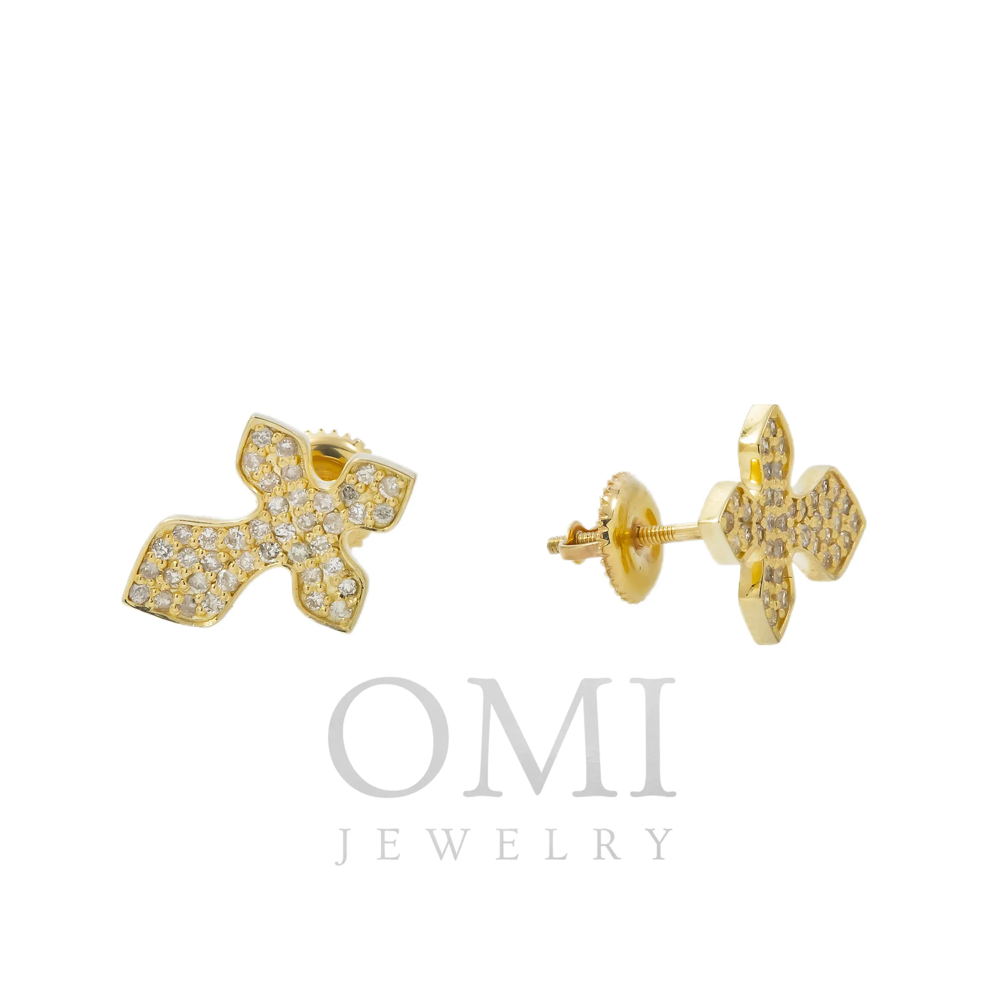 10K GOLD ROUND DIAMOND CROSS EARRINGS 0.44 CTW