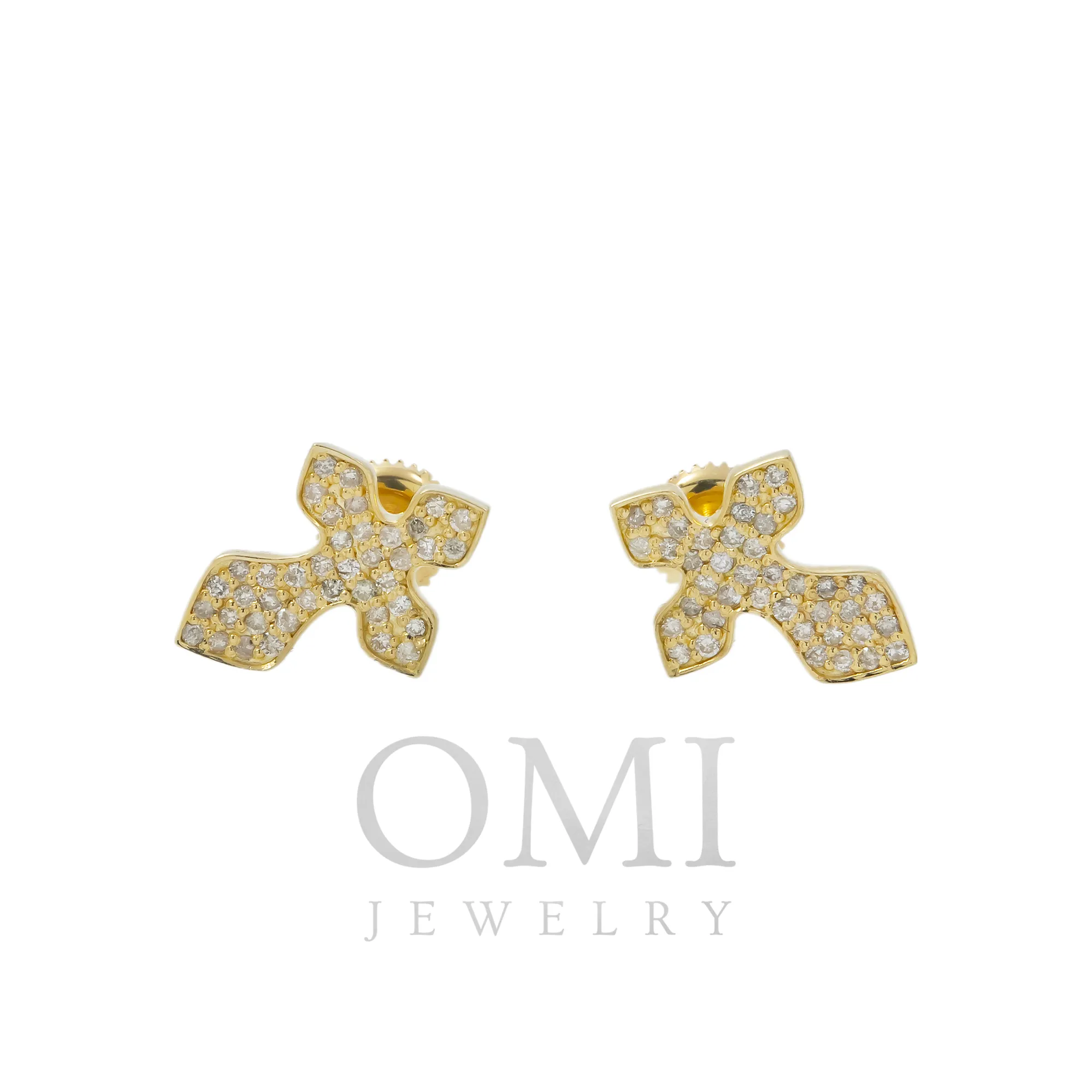 10K GOLD ROUND DIAMOND CROSS EARRINGS 0.44 CTW