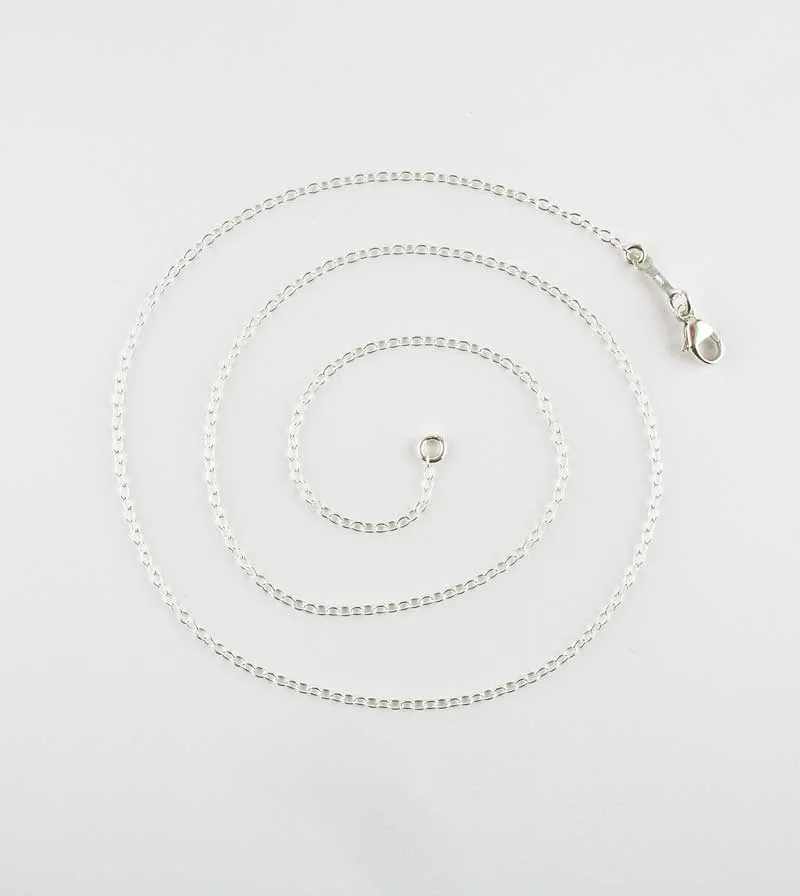 1.3 mm Simple Cable Chain, Unplated Sterling Silver