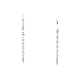 14K WHITE GOLD ROUND DIAMOND DANGLE EARRINGS 0.69CTW