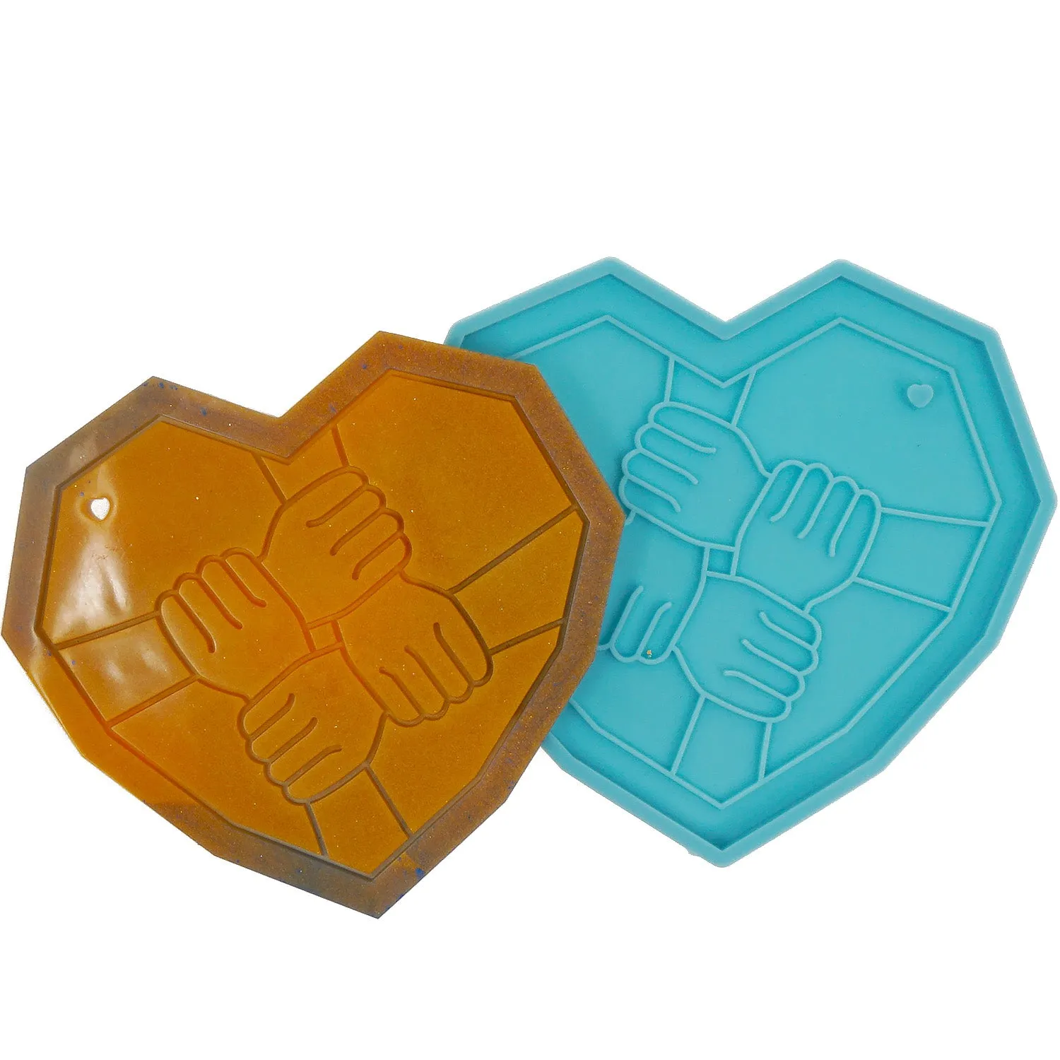 1pc Blue Silicone Coaster Mold Heart Shape Silicone Epoxy Keychain Mold for Making Craft 10364350