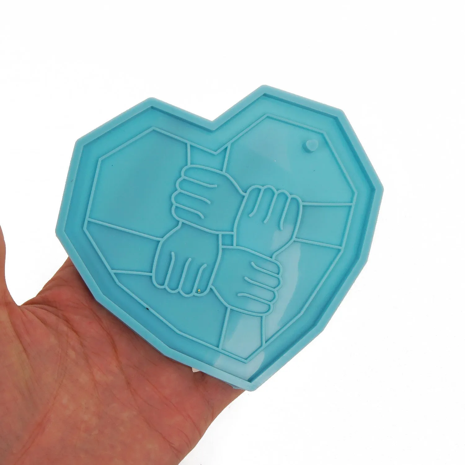 1pc Blue Silicone Coaster Mold Heart Shape Silicone Epoxy Keychain Mold for Making Craft 10364350