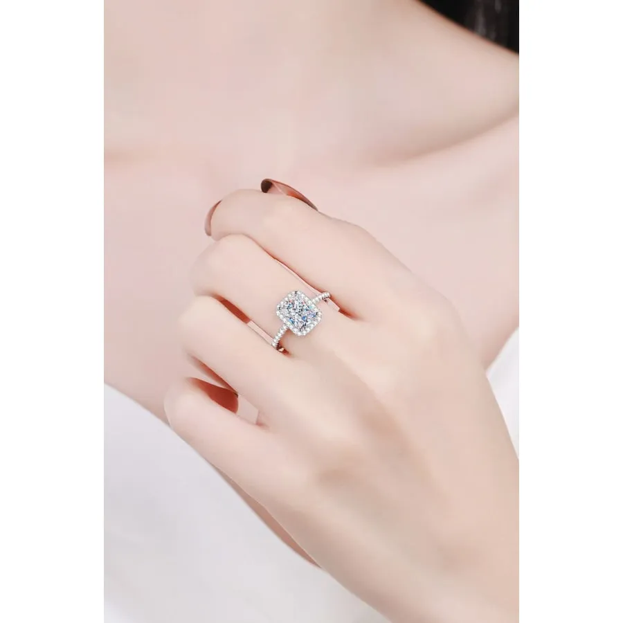 2 Carat Moissanite 925 Sterling Silver Halo Ring