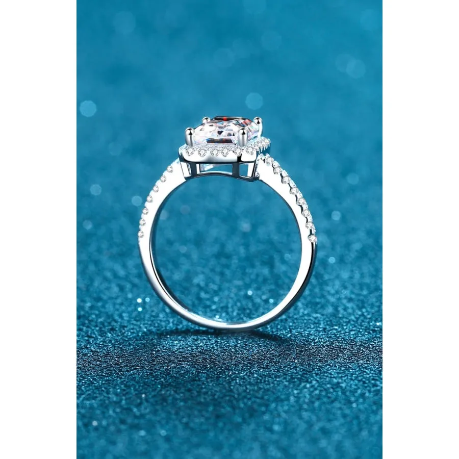 2 Carat Moissanite 925 Sterling Silver Halo Ring