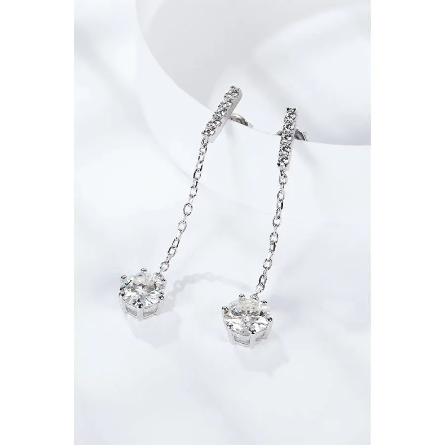 6-Prong Round Moissanite Drop Earrings