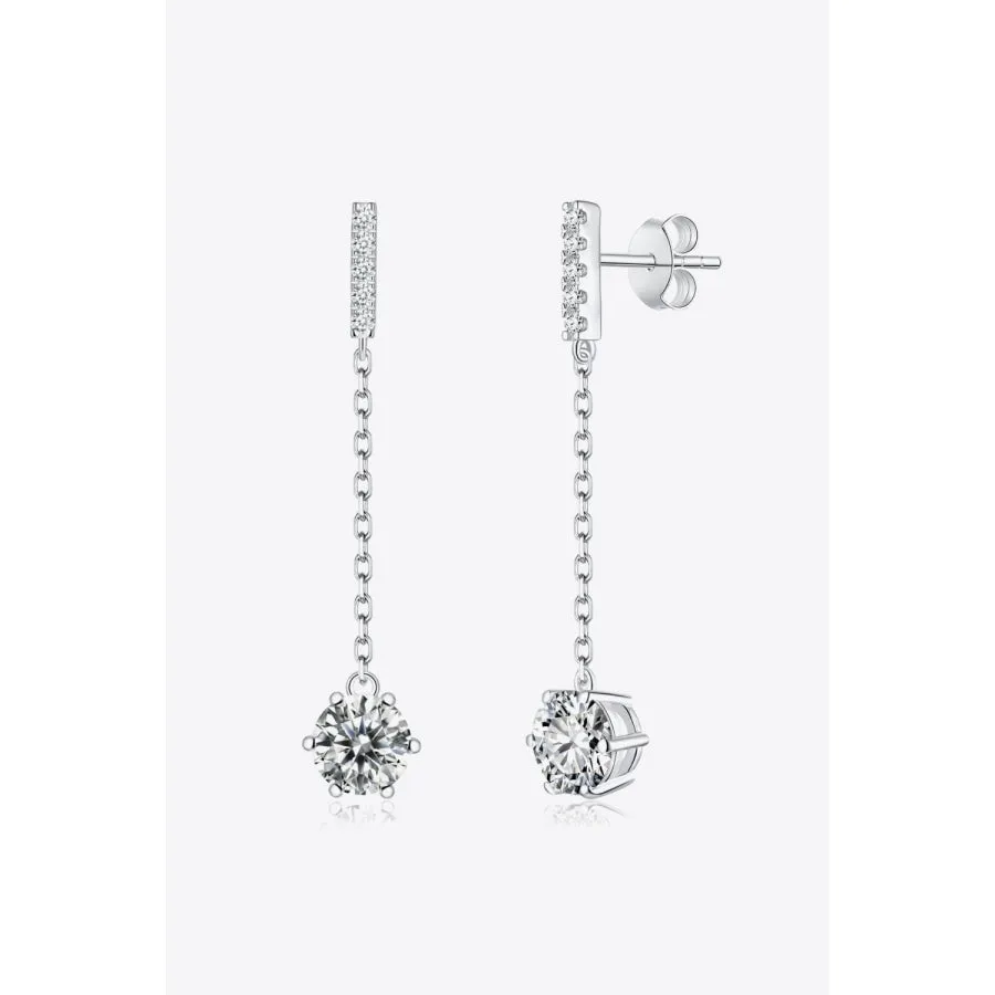 6-Prong Round Moissanite Drop Earrings