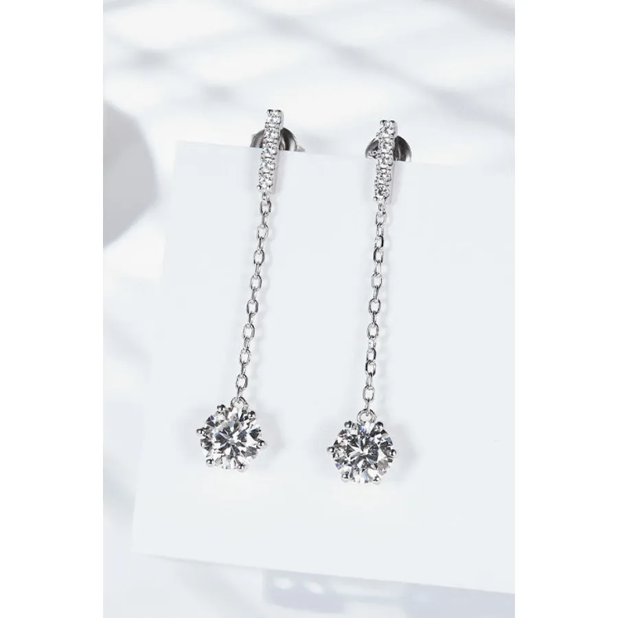 6-Prong Round Moissanite Drop Earrings