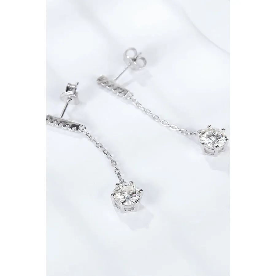 6-Prong Round Moissanite Drop Earrings