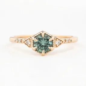 Agatha Ring 0.71ct Blue Green Montana Sapphire, 14K Rose Gold (One of a kind)