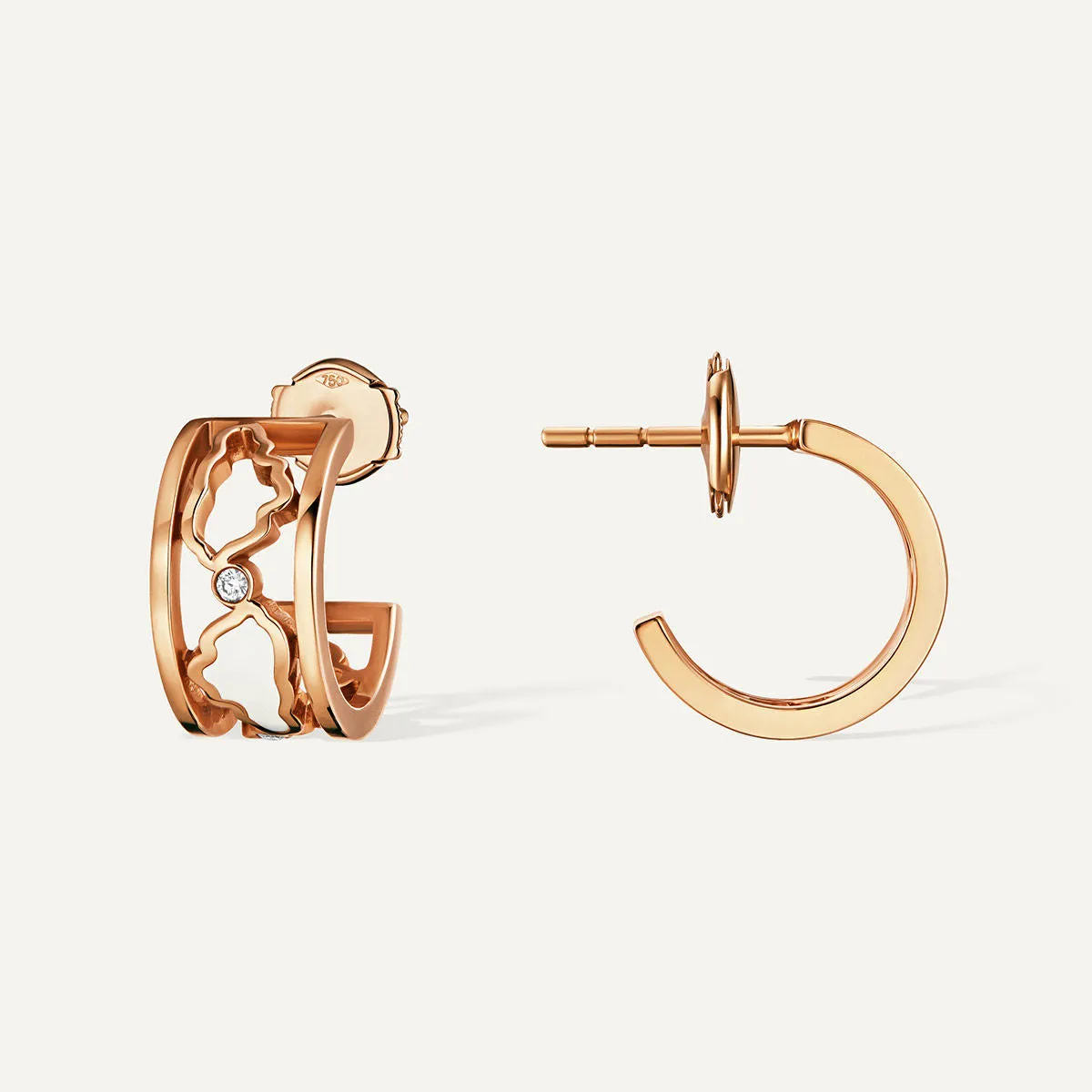 Allusia Love Enamel 18K Rosegold Earrings w. Diamonds