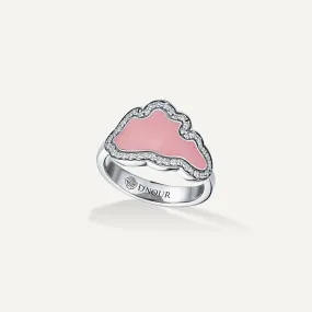 Allusia Love Pink Enamel 18K Whitegold Ring w. Diamonds