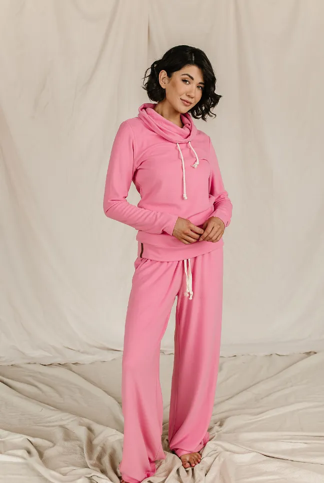 Ampersand Avenue Performance Fleece Cowlneck Sweatshirt - Pink Tulip