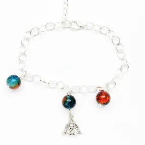 AVBeads Charm Bracelet Triquetra Charm Blue and Orange Crackle Beads 10 JWL-CBBBO-22106