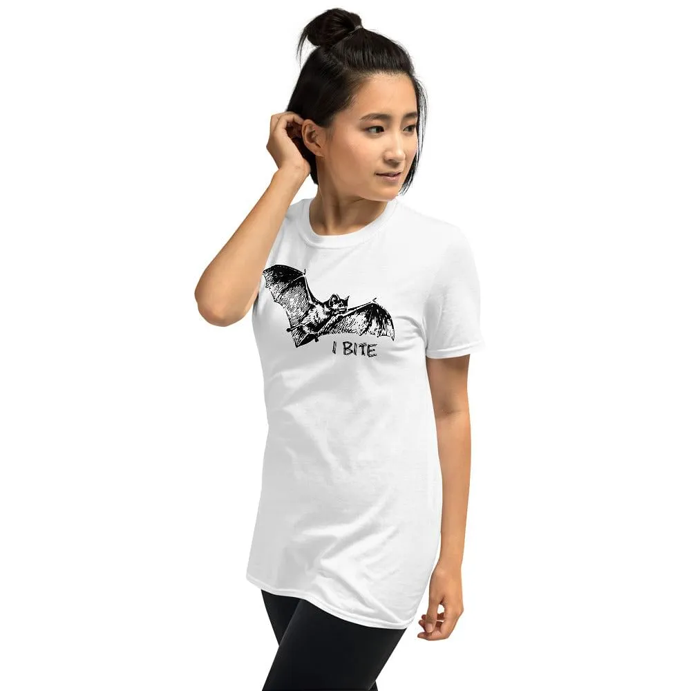 Bat Unisex T-Shirt / I Bite Shirt / Silver Color / White Color