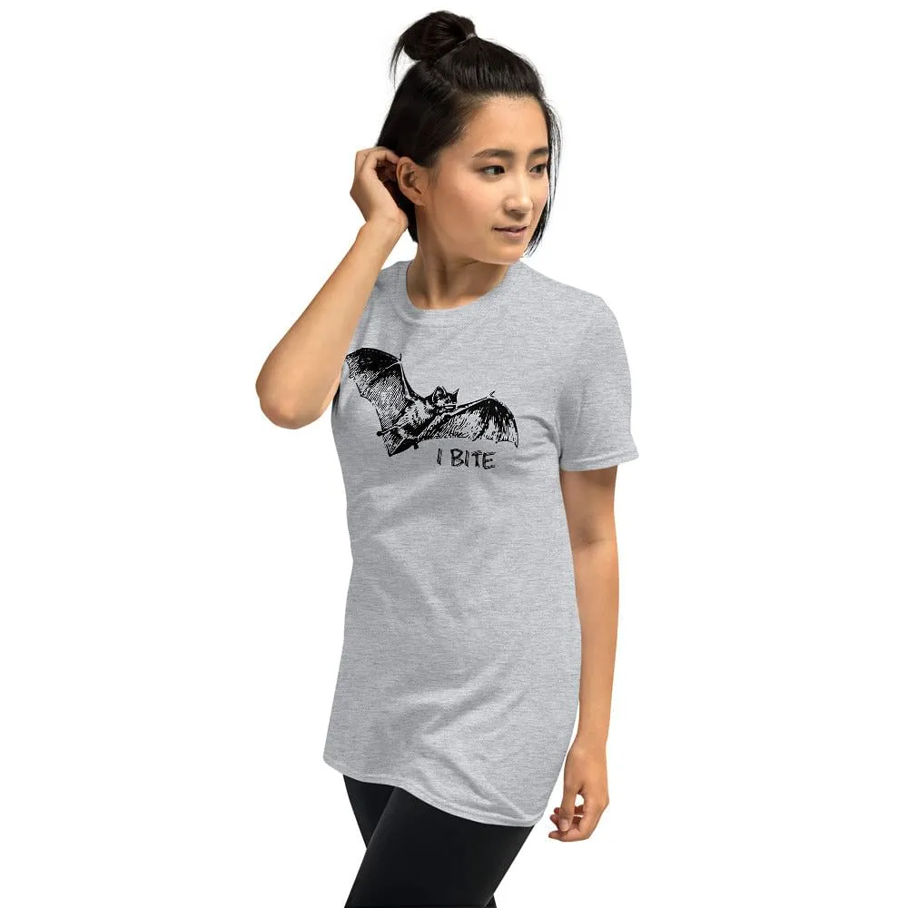 Bat Unisex T-Shirt / I Bite Shirt / Silver Color / White Color