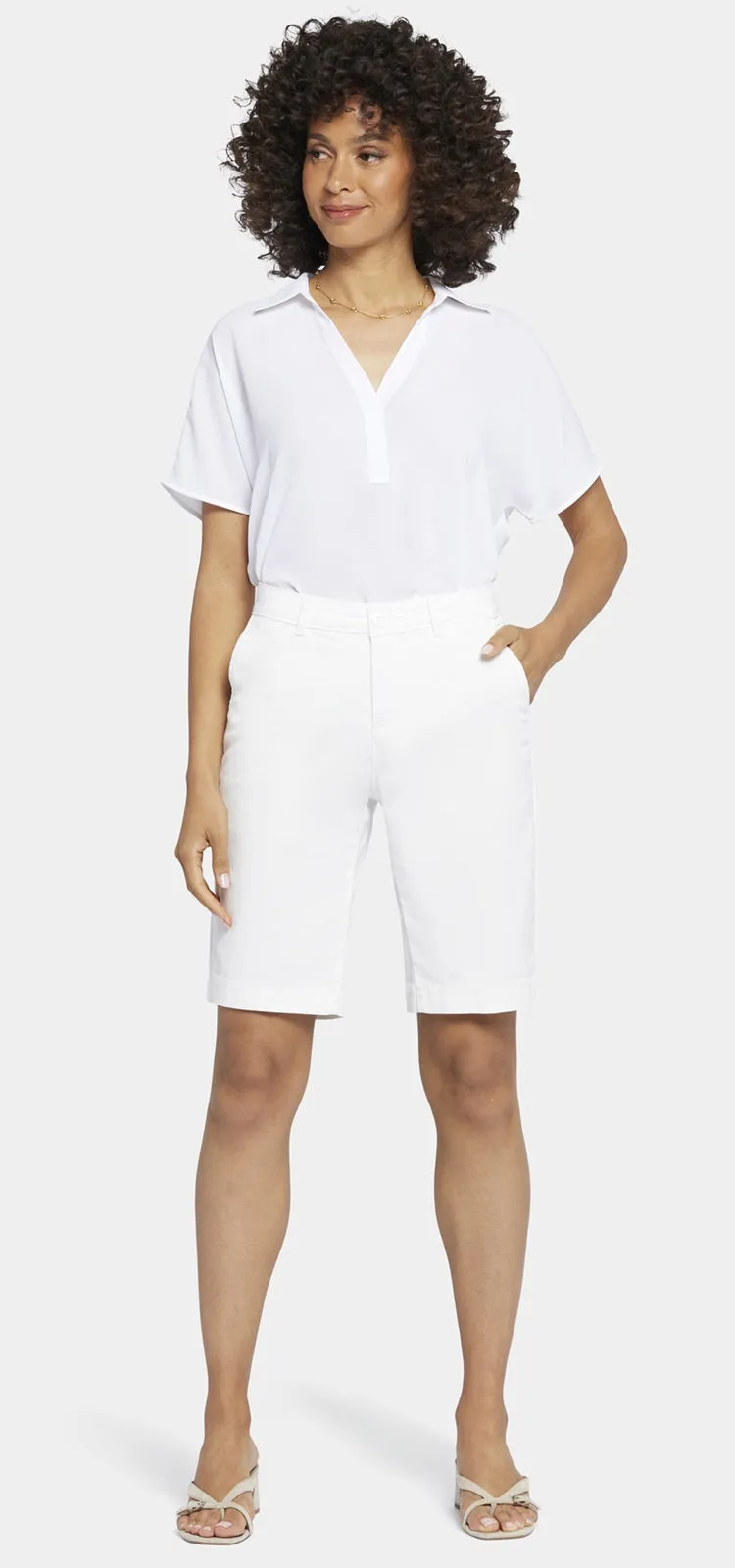 Bermuda Short Wit Stretch Twill | Optic White