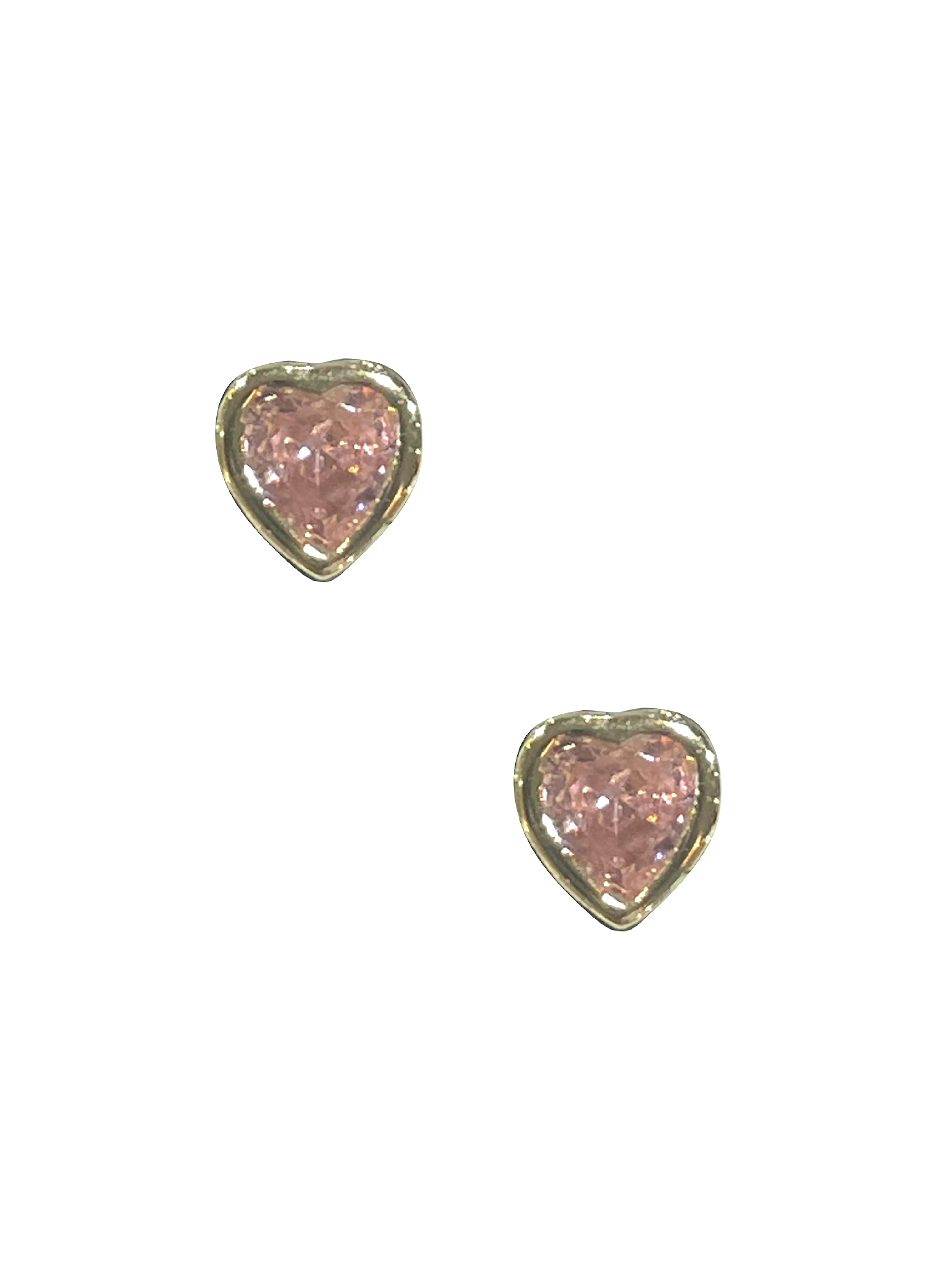 Bezel Heart Studs - Pink