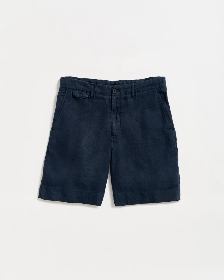 Billy Reid LINEN MOORE SHORT-CARBON BLUE