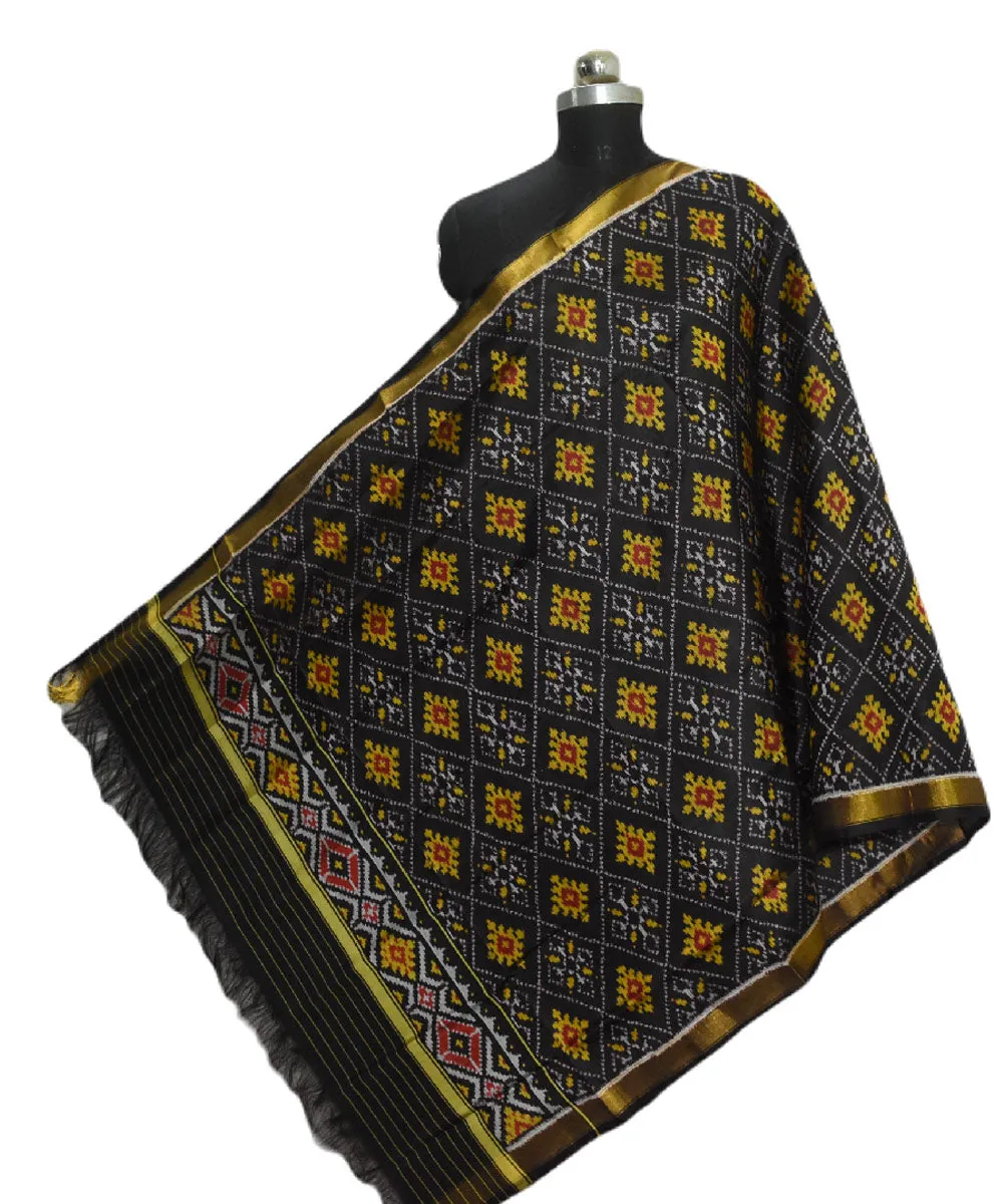 Black mustard handloom silk patola dupatta