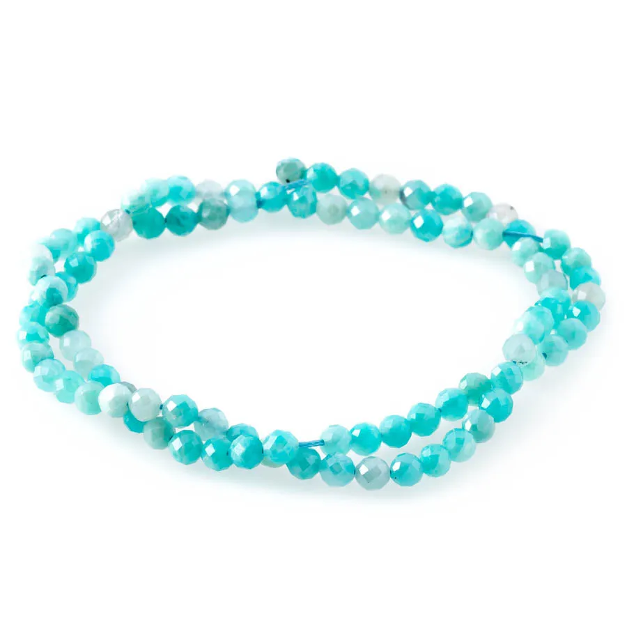 Brazilian Amazonite Plated 4mm Round Faceted - 15-16 Inch