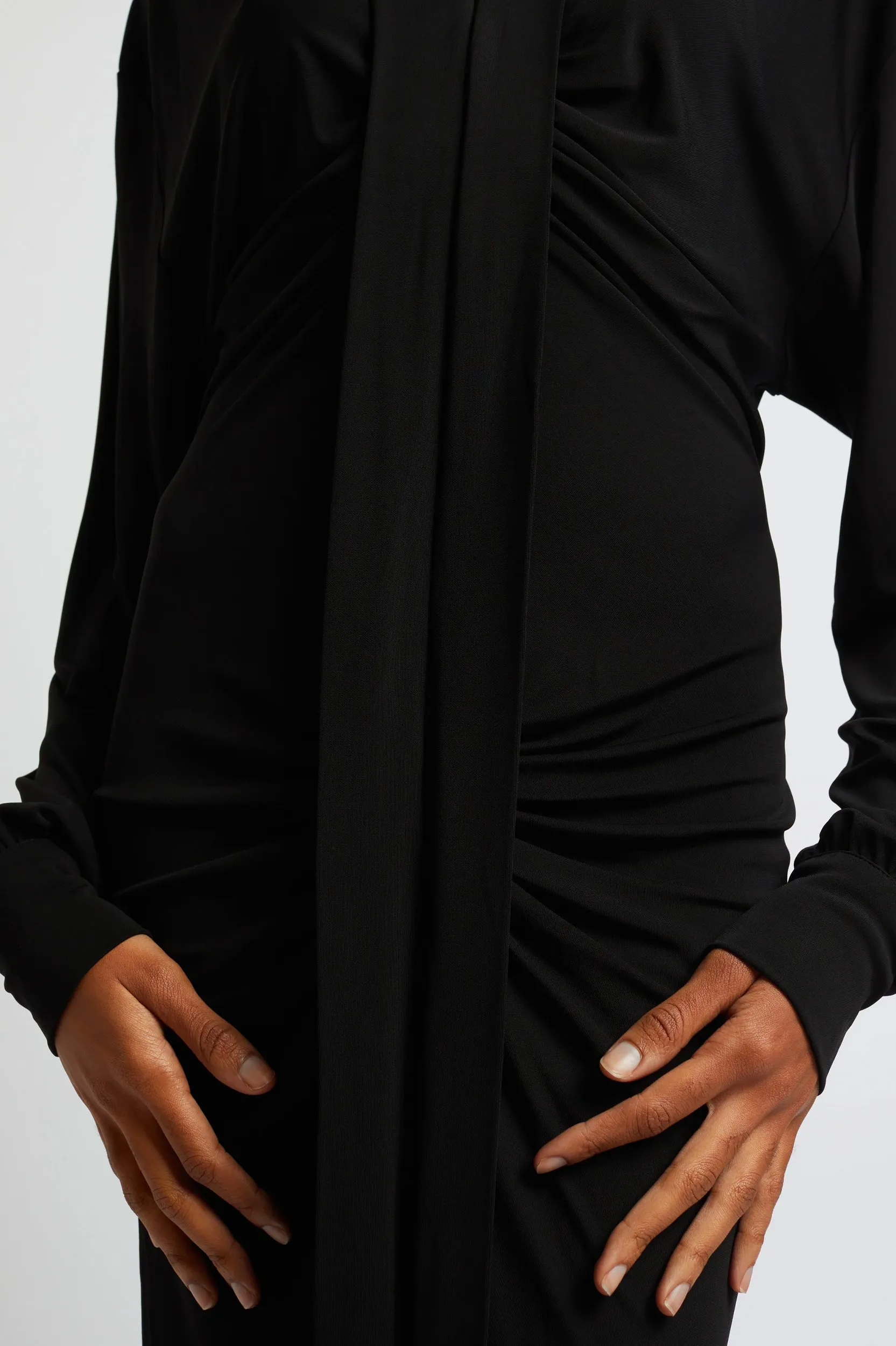 Carved Split Dress in Black