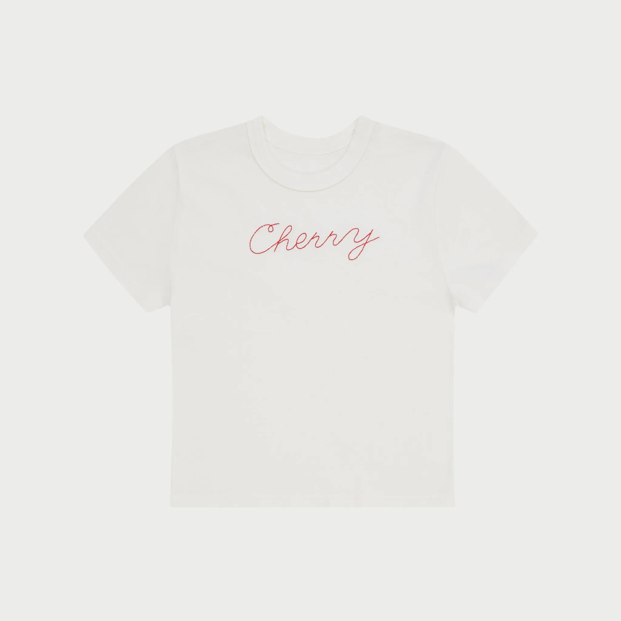 Chain Stitch Baby Tee (Vintage White)