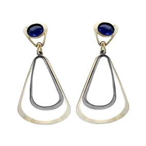 Christophe Poly Layered Teardrops Blue Post Earrings