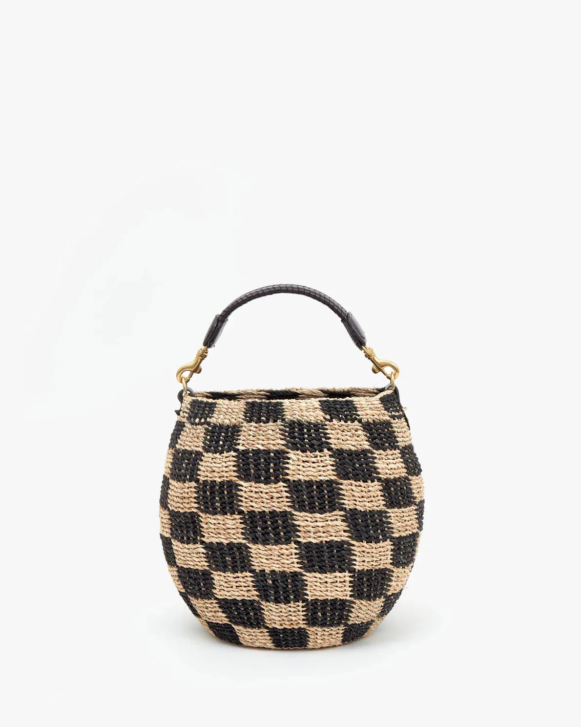 CLARE V. Pot de Miel Black & Natural Checker