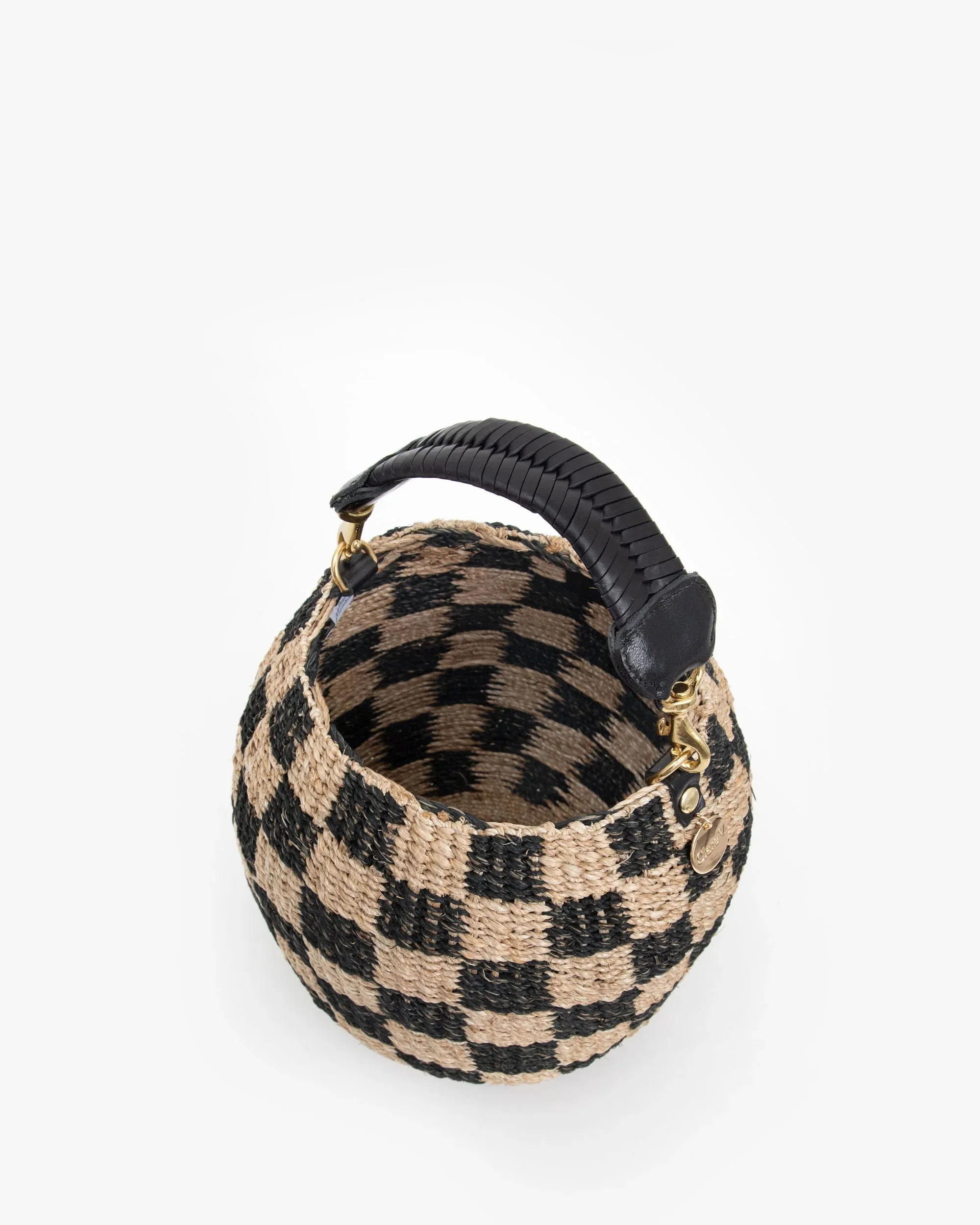 CLARE V. Pot de Miel Black & Natural Checker