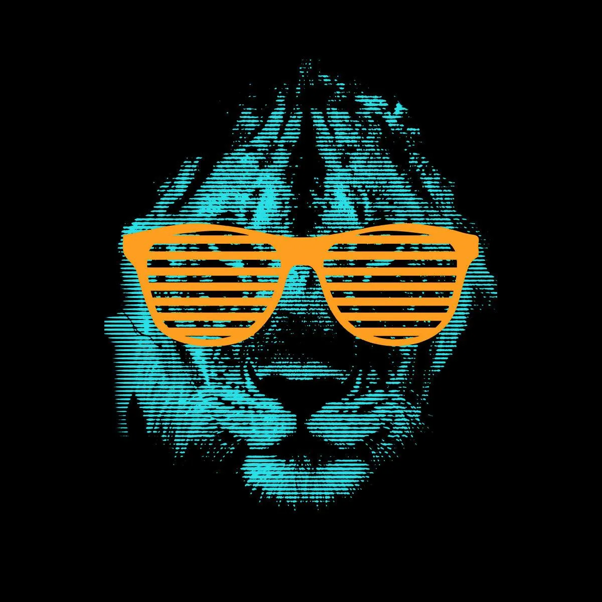 Cool Lion Halftone Animal Sunglasses T-Shirt