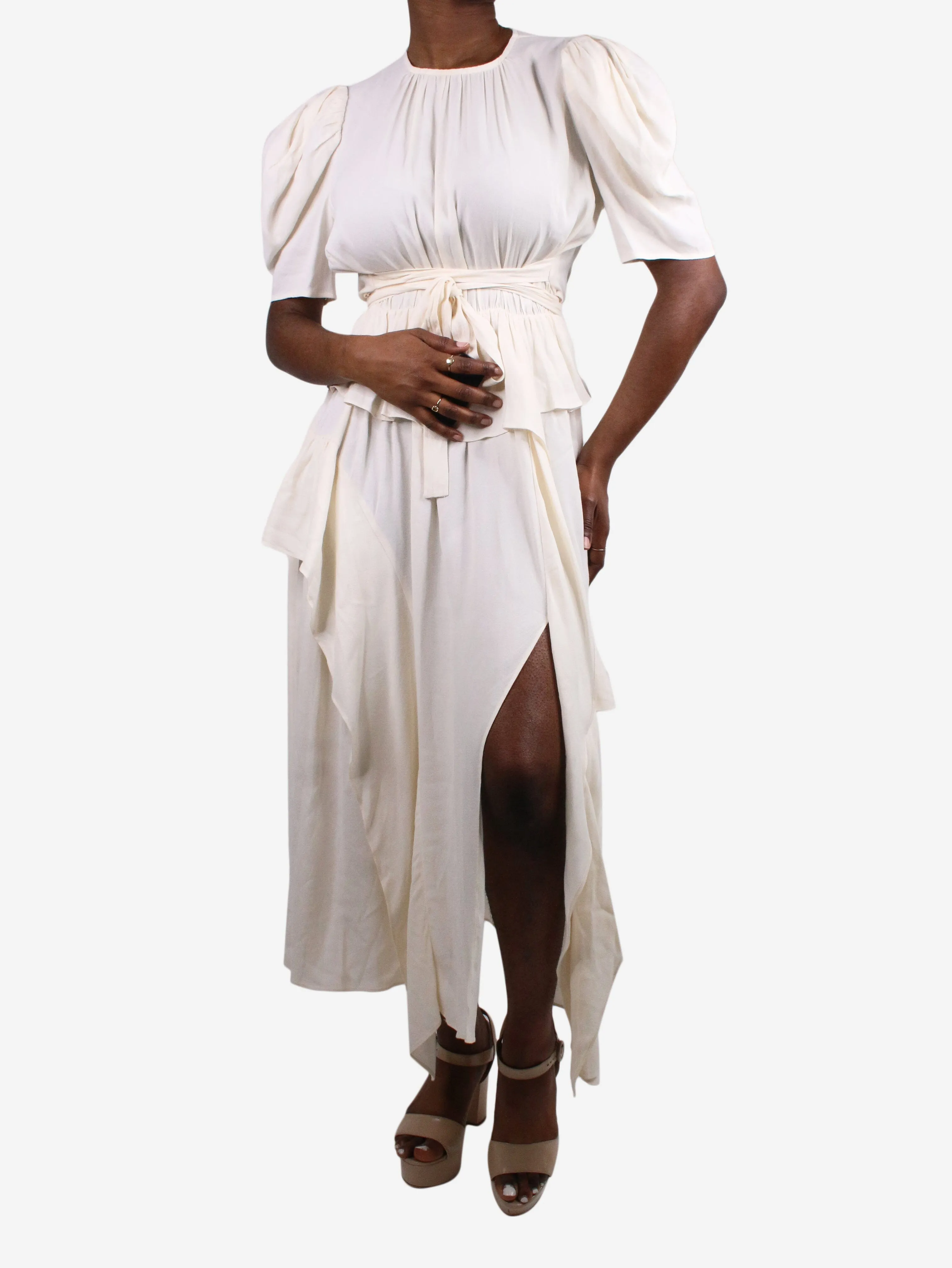 Cream short-sleeved dress - size US 8