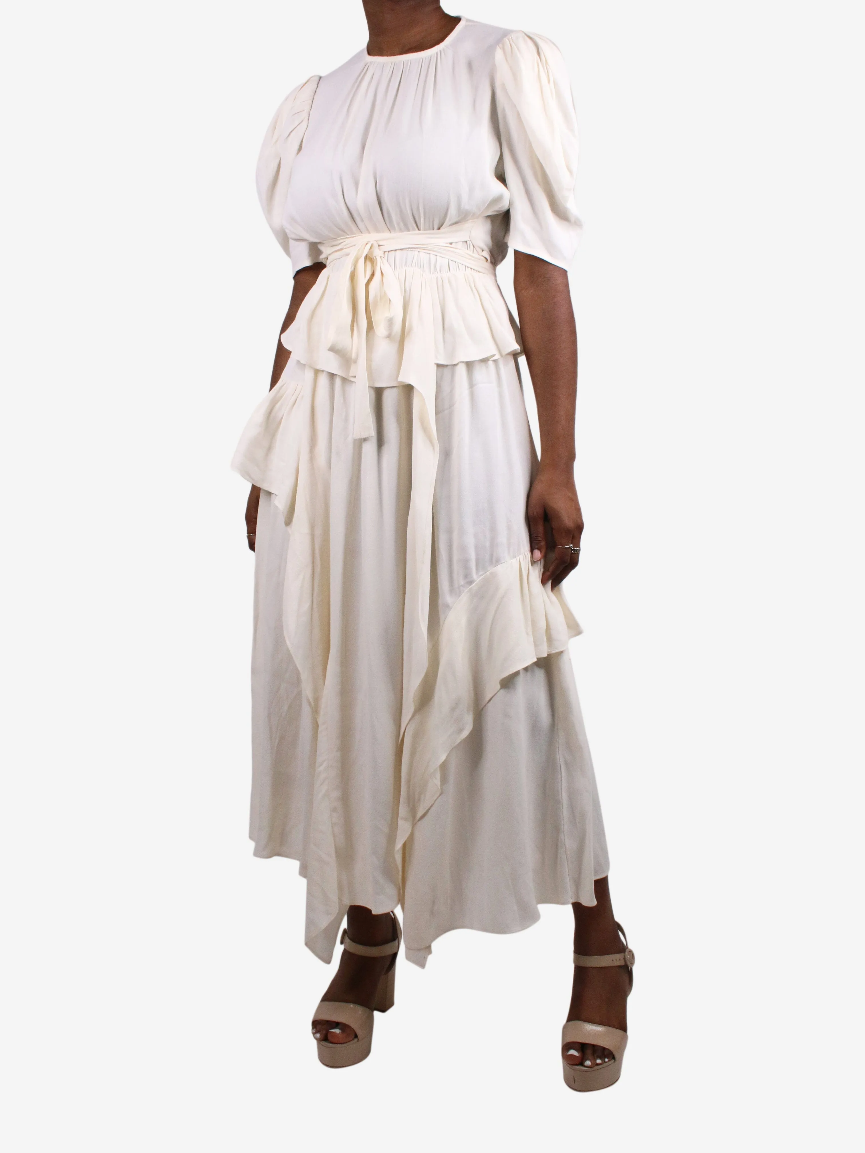 Cream short-sleeved dress - size US 8