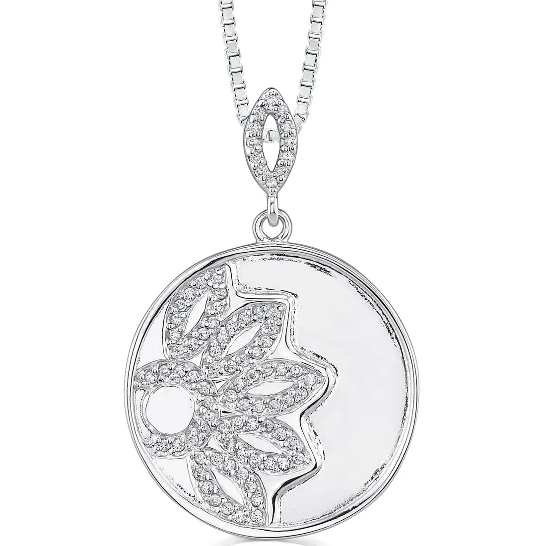 Cubic Zirconia Pendant Necklace Sterling Silver