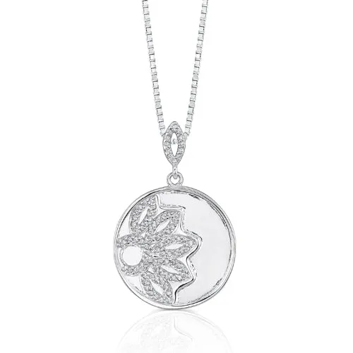 Cubic Zirconia Pendant Necklace Sterling Silver