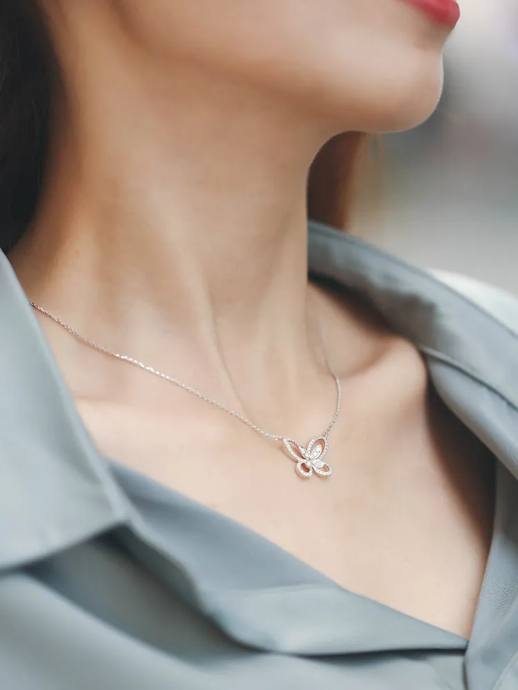 Cutout Butterfly Mini Diamond Necklace [pre order] - SN001