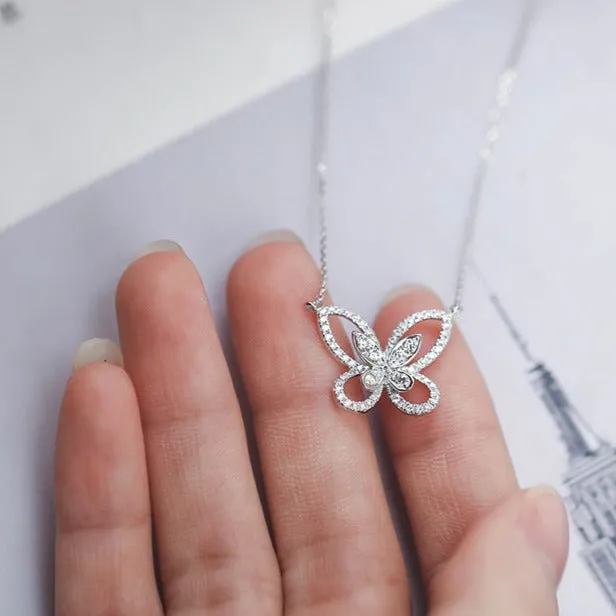 Cutout Butterfly Mini Diamond Necklace [pre order] - SN001