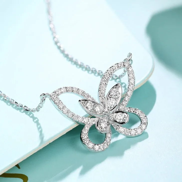 Cutout Butterfly Mini Diamond Necklace [pre order] - SN001