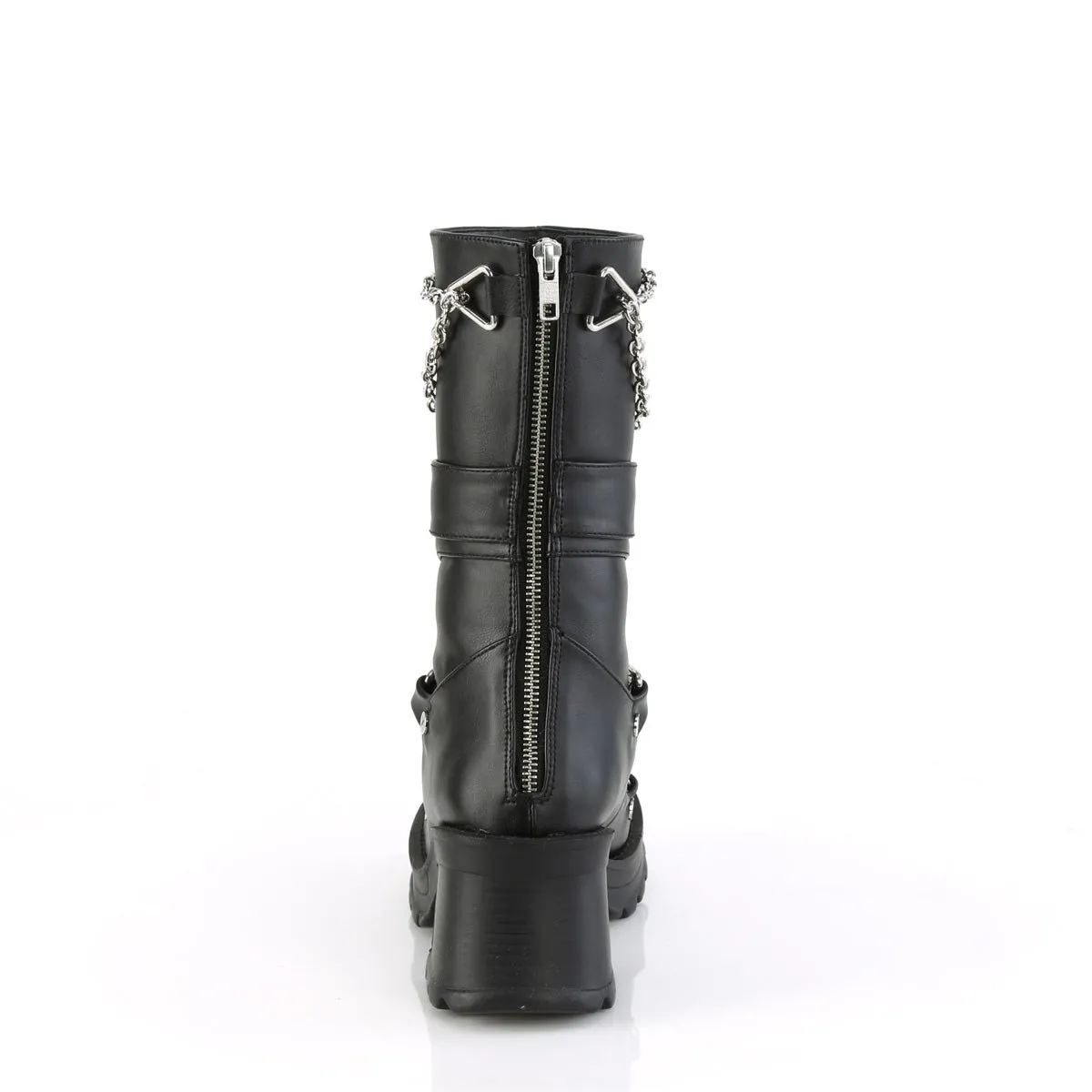 Demonia BRATTY-120 | Black Vegan Leather Mid-Calf Boots