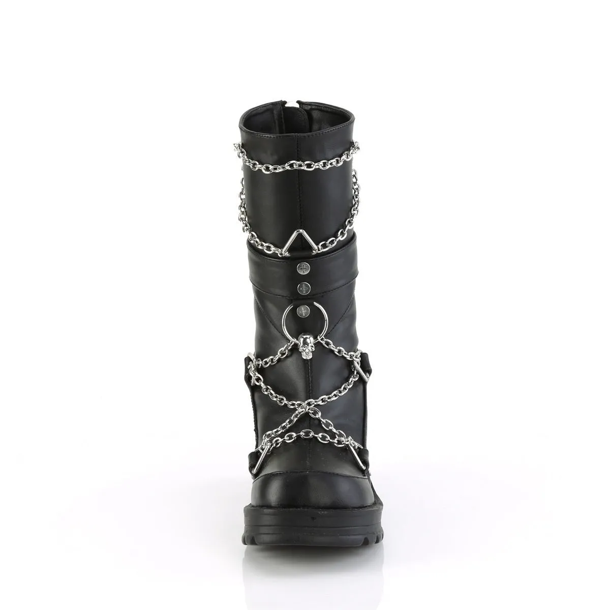 Demonia BRATTY-120 | Black Vegan Leather Mid-Calf Boots