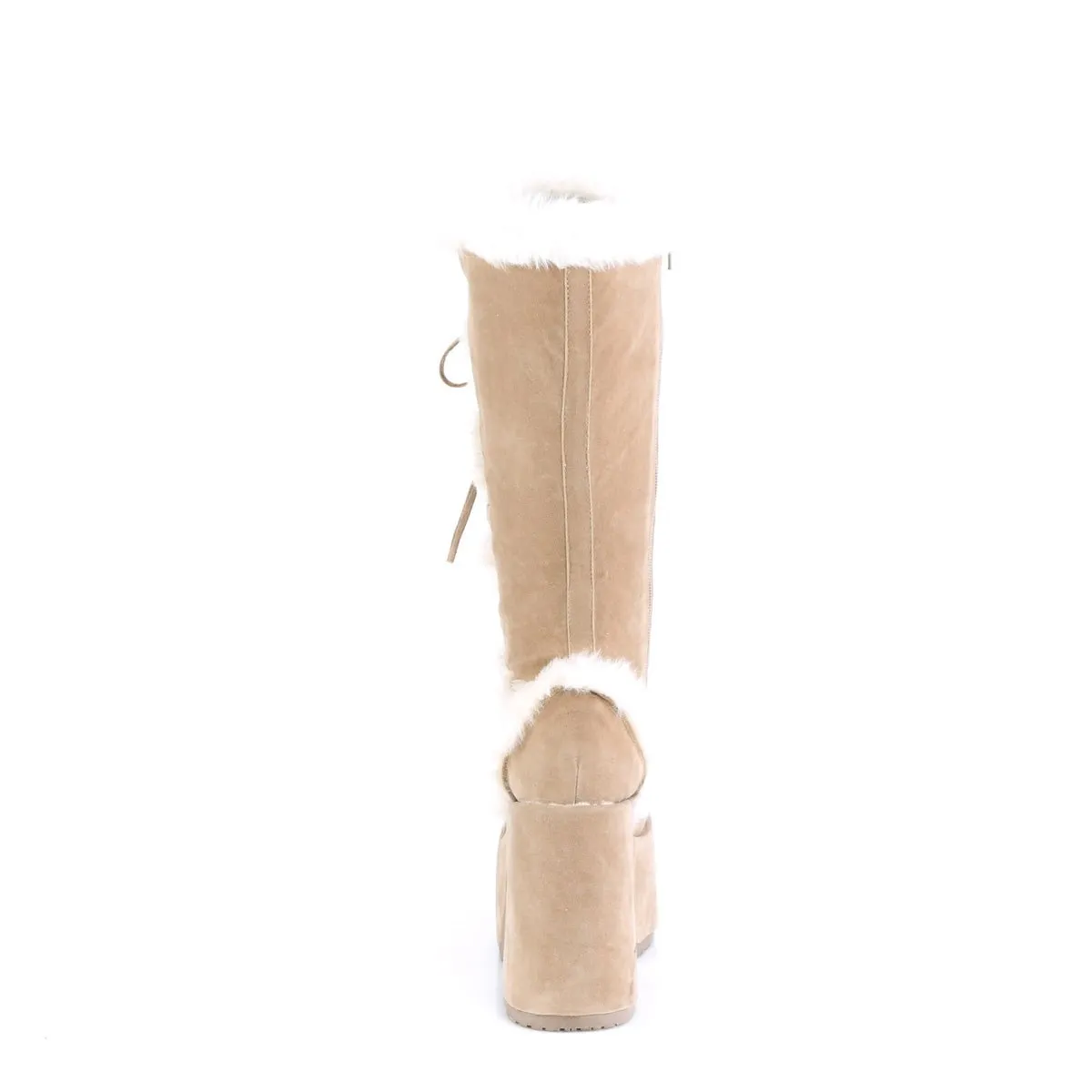 Demonia CAMEL-311 | Camel Vegan Suede Knee High Boots