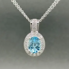 Estate 14K W Gold 3.00ct Aquamarine & 0.25ctw H/SI2-I1 Diamond Pendant