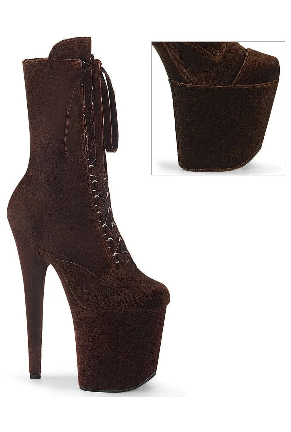 FLAMINGO-1045VEL Brown Velvet Ankle Boot