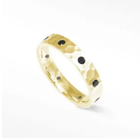 Forged Black Diamond 14k Yellow Gold Ring