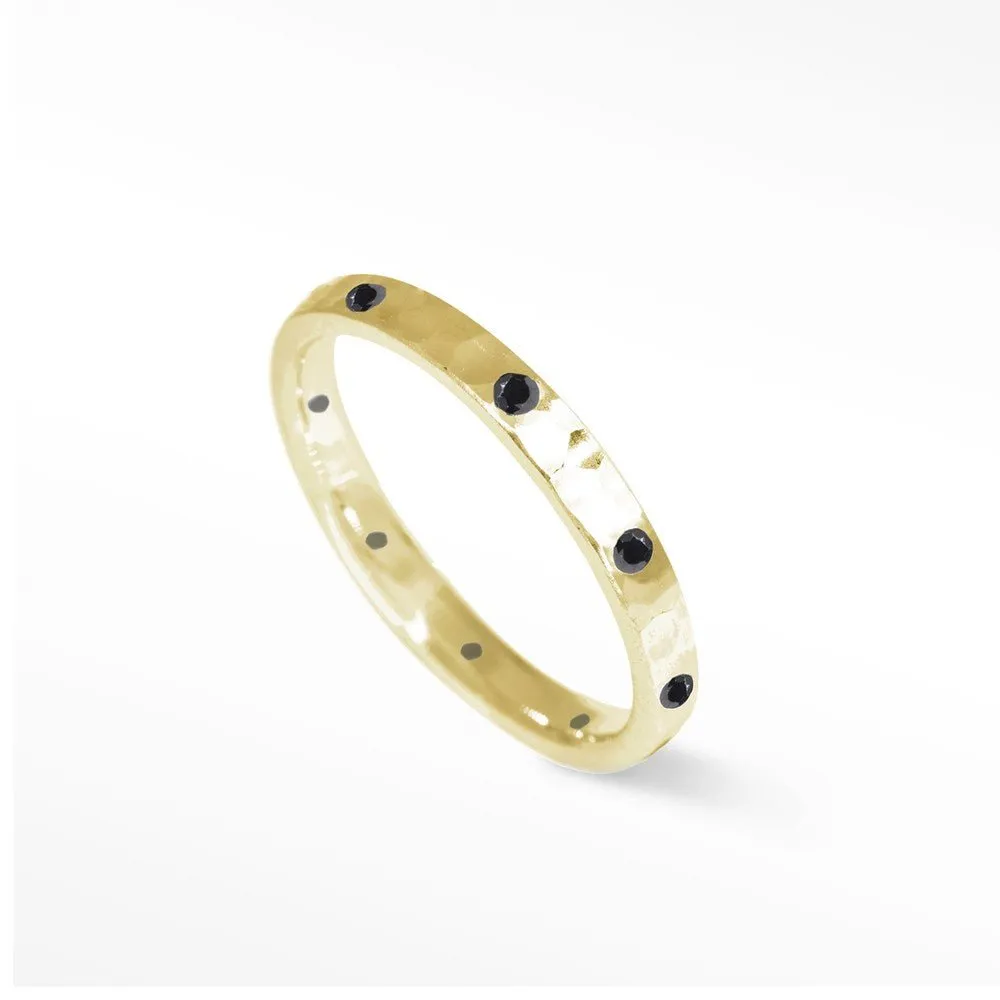 Forged Black Diamond 14k Yellow Gold Ring