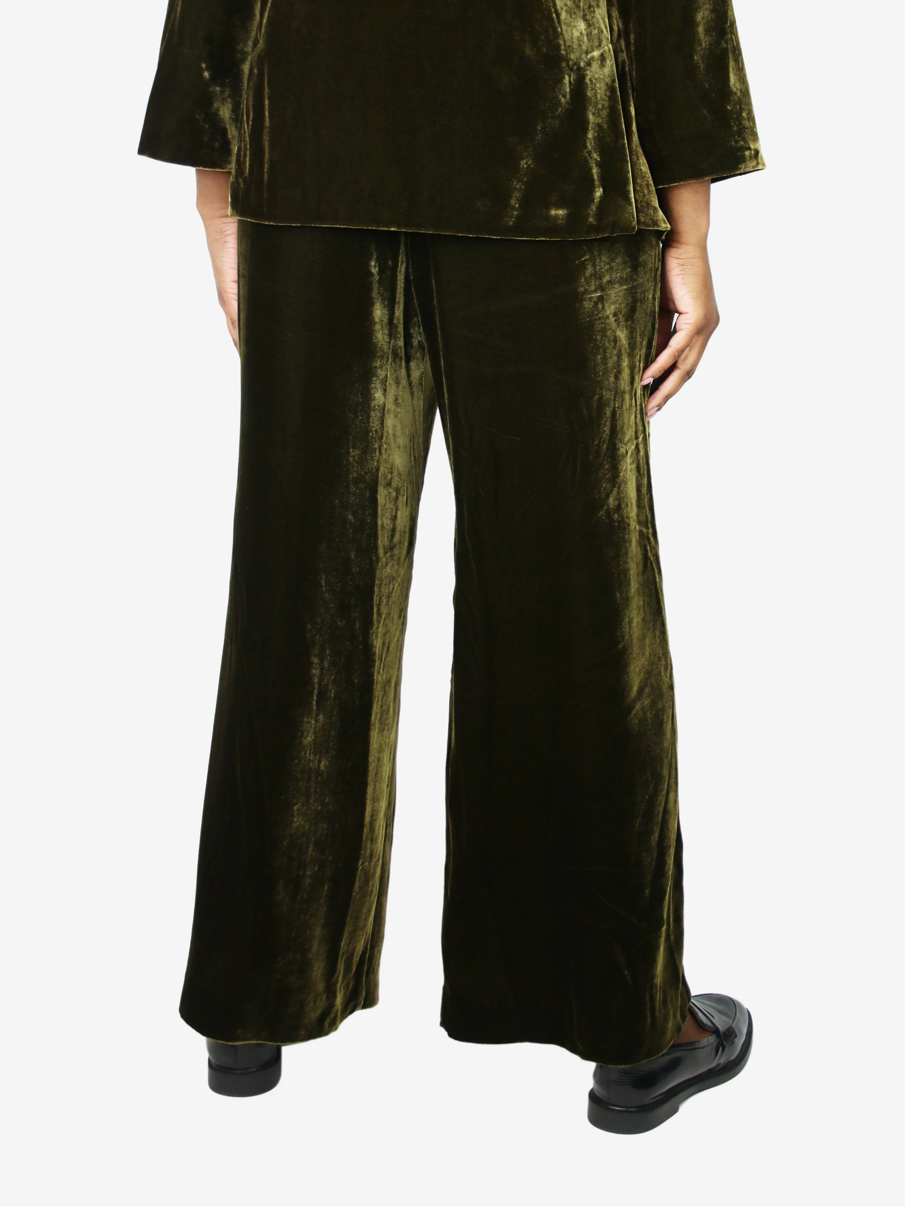 Green velvet trousers - size UK 16