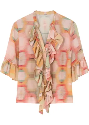 Gustav Biba frills shirt 49606 Skjorte - Hexagon Light Pink Print