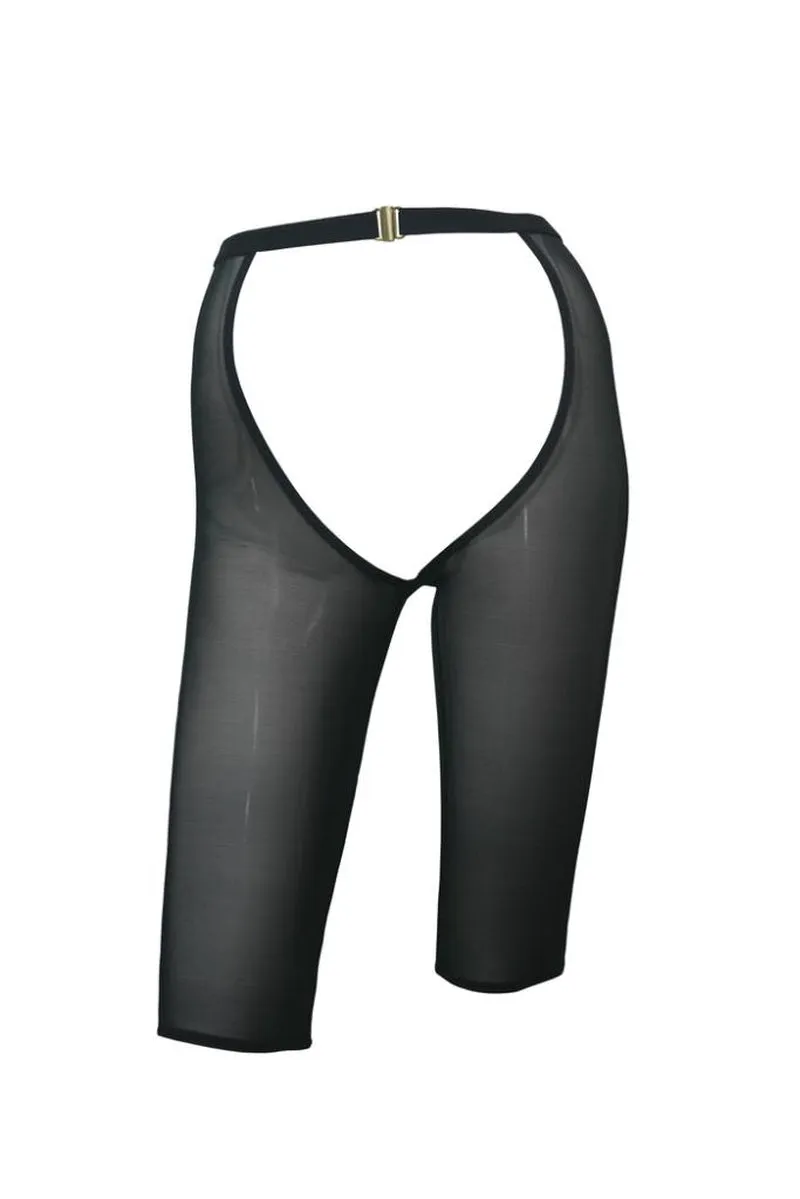 Hamade Activewear Mesh High Waisted Cycling Shorts Chaps - Black