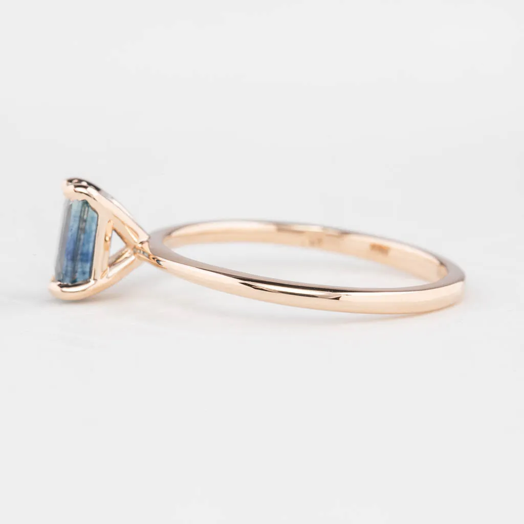 Jane Ring 1.04ct Blue Green Montana Sapphire, 14k Rose Gold (One of a kind)