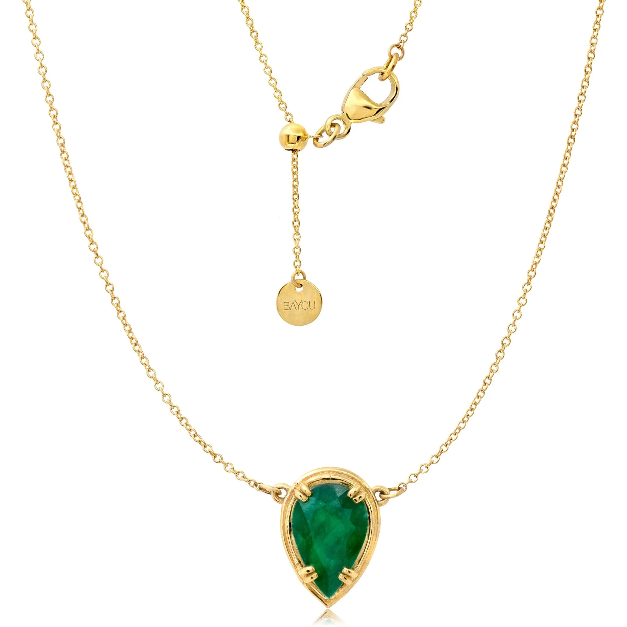 Large Pear Emerald Rattan Necklace