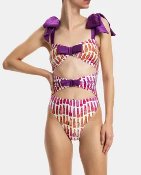 Lipstick Cut Out Swimsuit